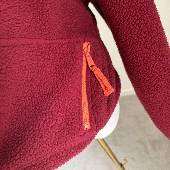 Free People FP Movement Hit the Slopes Fleece Pullover Orange Small Colorblock - Picture 5 of 9